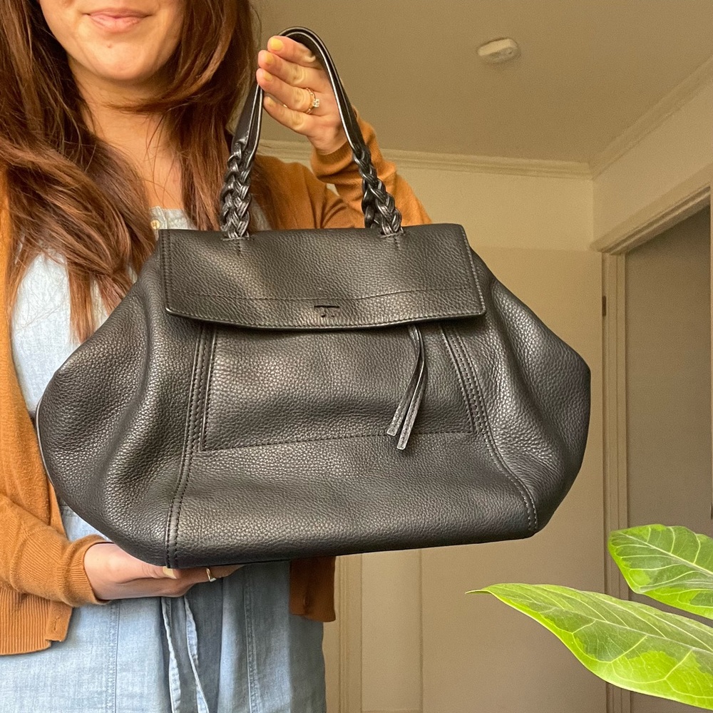Tory Burch Half Moon Satchel Bag Black